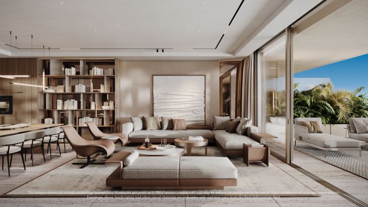 Tyrian - Living Room + Dining Room + Terrace